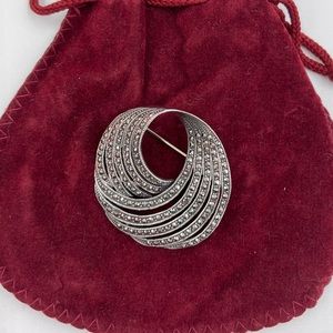 925 Italy Sterling Silver marcasite pin